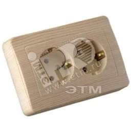 Розетка двойная скрытая с заземлением со шторками сосна