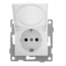 Розетка однопостовая Bravo с/з с з/ш и крышкой, в комплекте с кожухом IP44 К502, механизм, 16А, 250В, белый