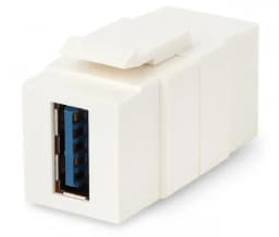 Вставка формата Keystone Jack с проходным адаптером USB 3.0 (Type A) Hyperline KJ1-USB-A3-WH