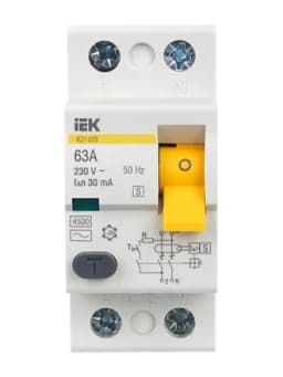 Выключатель дифференциального тока (УЗО) 2п 63А 30мА тип AC ВД1-63 KARAT IEK MDV10-2-063-030