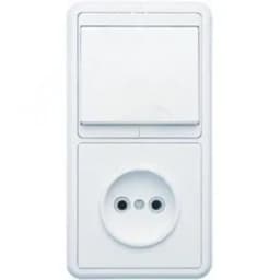 БЭЛЛА Блок комбинированны скрытой установки (одноклавишный выключатель +розетка) БКВР-037, белый