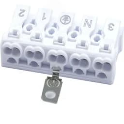 Клемма монтажная с/з STEKKER для подключения фазных проводников, 5 контактных групп (3 ввода, 3вывода на полюс),