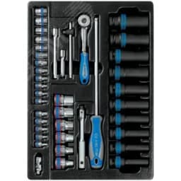 Набор ударных головок 1/2" и торцевых головок 1/4" с принадлежностями, ложемент, 40 предме