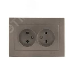 Валенсия лицевая панель розетка 2-местной б/з 10А графит с защ. штор.