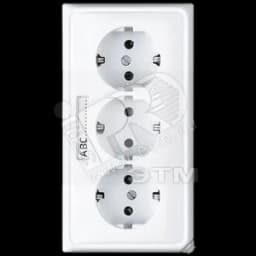 Розетка тройная с заземлением для кабельканалов  слоновая кость