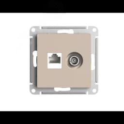 ATLASDESIGN РОЗЕТКА двойная ТВ + компьютерная RJ45, кат. 5Е, ПЕСОЧНЫЙ Systeme Electric