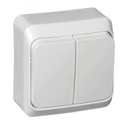 ЭТЮД Выключатель двухклавишный наружный белый сх.5 BA10-002B Systeme Electric