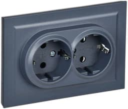 Розетка 2-м СП BRITE РС12-3-БрМ 16А в сборе с заземл. без защ. шторок маренго IEK BR-R21-16-K35-F