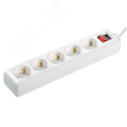 Удлинитель бытовой 5 розеток шнур 5м с заземлением с выключателем 16А