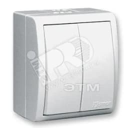 15 Aqua Выключатель двухклавишный с подсветкой IP54 10А 250В винтовой зажим S15A белый