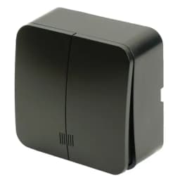 Выключатель открытой установки 2клавишный с индикатором STEKKER 250В 10А IP20 серия София черный матовый MSW102105 49477