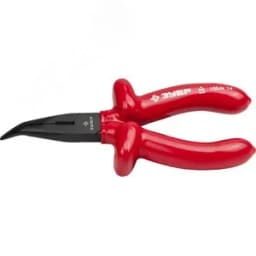 Тонкогубцы "ЭЛЕКТРИК" изогнутые диэлектрические, высоковольтные до ~1000В, маслобензостойкая рукоятка, 160мм, Мастер 2214-4-16