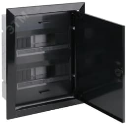 Щиток для скрытой проводки с металлической дверцей на 24 модуля черный IP40 (ЩРВ-24)