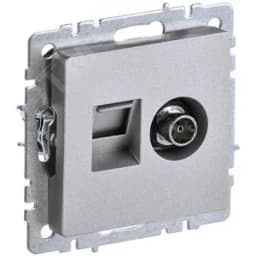 BRITE Розетка двойная TV+RJ45 кат.5E РТВ/РК12-БрА алюминий