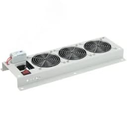 Панель вентиляторная с выключателем и термостатом 3 модуля серая