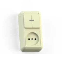 ОПТИМА Блок комбинированный о/у выключатель 2-хклавишный+розетка 2К БКВР-431, сл.кость