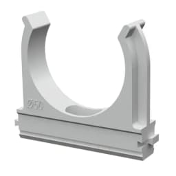 Крепёж-клипса для труб d50 мм безгалогенная (HF) атмосферостойкая серая (10шт/200шт уп/кор) Промрукав