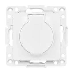 Стокгольм Механизм Розетки 1-местной с/з 16А автоматические клеммы белый с крышкой и защ. штор. IP44 EKF PROxima