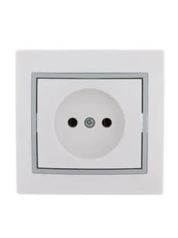 Розетка 1-м СП Mira 16А IP20 без заземл. с сер. вставкой керамика бел. LEZARD 701-0215-121