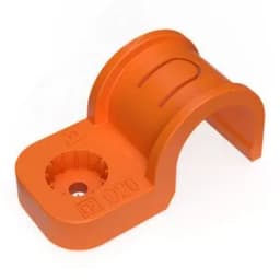 Крепеж-скоба пластиковая односторонняя для прямого монтажа атмосферостойкая оранжевая в п/э d20 мм (50шт/600шт уп/кор) Промрукав