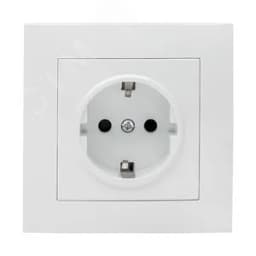 Валенсия розетка 1-местная с/з 16А белая с защ. штор. EWR16-028-10 EKF