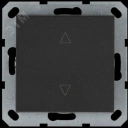 Выключатель одноклавишный для штор 10A 250V~ с накладкой, цвет Антрацит