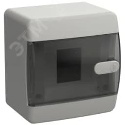 Корпус пластиковый навесной на 4 модуля ЩРН-П-4 IP41 UNION Compact черная прозрачная дверь IEK