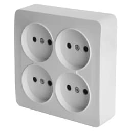 Розетка 4местная бз открытой установки квадрат STEKKER 250В 10А IP20 серия София белый MST1014S01 49309