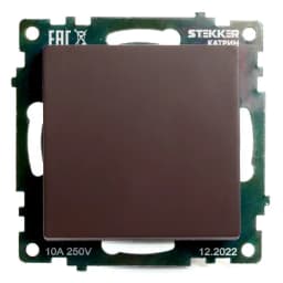 Выключатель 1клавишный механизм STEKKER GLS10710304 250V 10А серия Катрин шоколад 49020