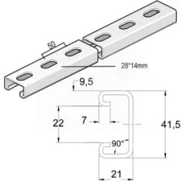 Монтажный профиль, высота - 21 мм, ширина - 41 мм, длина - 2200 мм, толщина - 2,5 мм, кратность - 1шт, SZ - Оцинкованная сталь (методом Sendzimir) Вергокан Россия