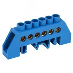 Шина "N" нулевая в комбинированном синем изоляторе на DIN-рейку 8x12 мм 6 групп, REXANT