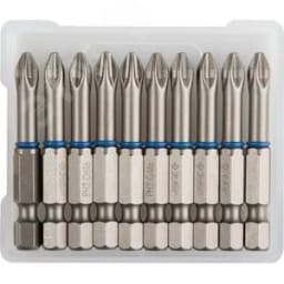 Биты "ЭКСПЕРТ" торсионные кованые, обточенные, хромомолибденовая сталь, тип хвостовика E 1/4", PH2, 50мм, 10шт