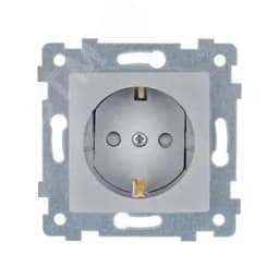 Мария Механизм розетки одноместной с з/к со шторкой скрытой установки РС16-446 Алюминий 110051 Кунцево