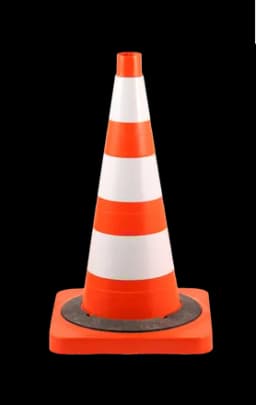 Конус дорожный - КС-2.6.0 - 520 мм. мягкий комбинированный, квадратное основание,1 светоотражающая полоса,1 белая полоса, утяжелитель.(комплект 5шт)