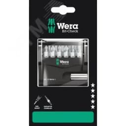 Набор бит с битодержателем Bit-Check 12 Metal 1 SB для работ по металлу 12 предметов с держателем-еврослот для подвеса комплектация: 1x 899/4/1 Универсальный держатель 1/4X50 мм 2x 851/1 Z Насадки: PH 1x25 PH 2x25 2x 855/1 Z Насадки: PZ 1x25 PZ WERA