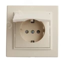 Розетка одноместная с/з с крышкой, 250В, 16А серия Эрна, слоновая кость Stekker