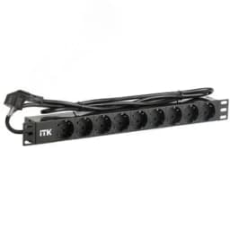 Блок розеток PDU 9 розеток DIN49440 1U шнур 2м вилка и DIN49441 профиль из ПВХ черный