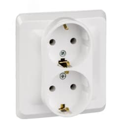 ЭТЮД Розетка двойная скрытая с заземлением без шторок белая PC16-007B Systeme Electric