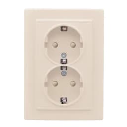 Розетка 2-мест. СП с/з 16А бежевый с защ. штор. Минск EKF
