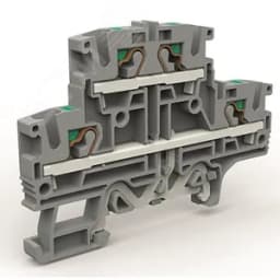 Двухуровневая клемма 4 кв.мм с заземлением в нижнем ярусе DKC