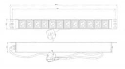 Блок розеток для 19" шкафов Hyperline SHE19-12IEC-2.5EU