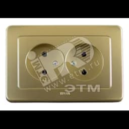 Розетка двойная скрытая золото