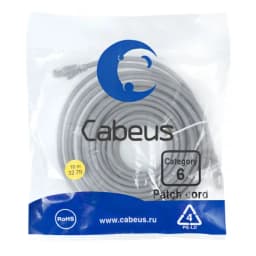 Патч-корд Cabeus PC-UTP-RJ45-Cat.6-10m-LSZH (U/UTP, CAT.6, LSZH, 10 м, серый) (9594c)