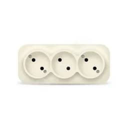 Розетка трехместная серия IONICH, б/з, о/у, 16А, 220В, слоновая кость (ivory)