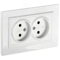 BRITE Розетка двойная без заземления без защитных шторок 10А в сборе РС12-2-БрБ белый