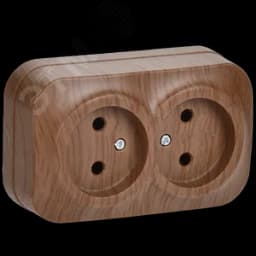 GLORY Розетка двухместная наружная без заземления дуб