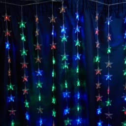 Светодиодная гирлянда Feron CL25 занавес Звездочки 21м 3м 230V мультиколор статичная c питанием от сети прозрачный шнур 48609