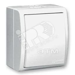 Выключатель одноклавишный, с подсветкой, IP54 10А, 250В, винтовой зажим, S15A, белый