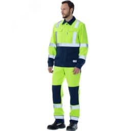 Костюм сигнальный Альянс с полукомбинезоном цв. флуоресцентно-лимон с синим, р. 120-124/182-188