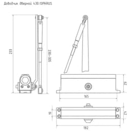 Доводчик дверной с функцией фиксации (вес двери от 50 до 110кг) (серебро) морозостойкий 430 F ISPARUS НОРА-М